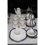 A QUANTITY OF TEAWARE TO INCLUDE PALLADIN CHINA CUPS, SAUCERS, SIDE PLATES AND A CAKE PLATE, PLUS AN