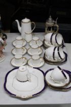 A QUANTITY OF TEAWARE TO INCLUDE PALLADIN CHINA CUPS, SAUCERS, SIDE PLATES AND A CAKE PLATE, PLUS AN