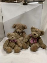 THREE RUSS TEDDY BEARS - TWO HARLINGTON, ONE THORNBURY