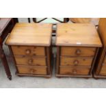 A PAIR OF MODERN PINE BEDSIDE CHESTS