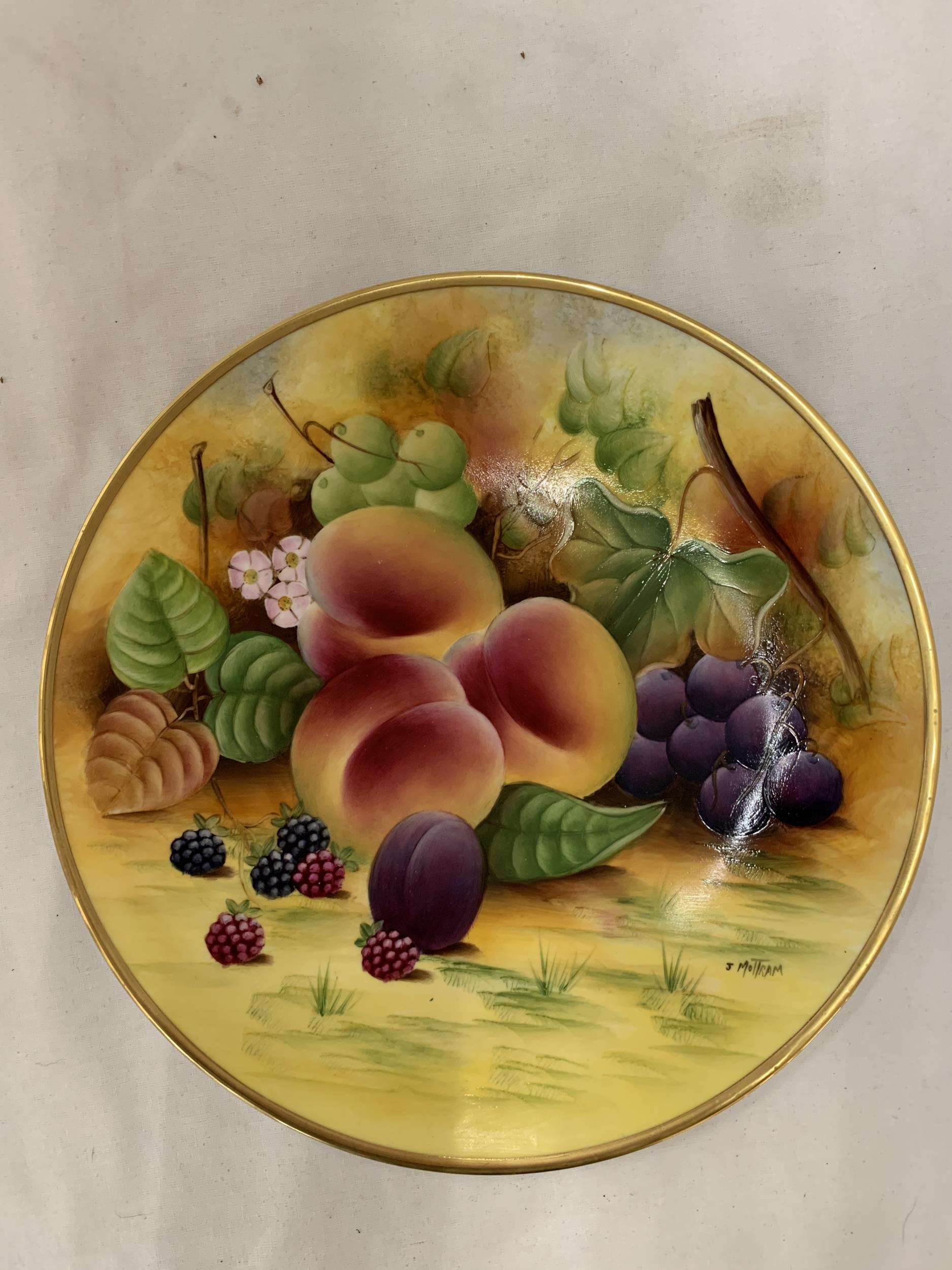 THREE SIGNED, J MOTTRAM, HANDPAINTED, FRUIT, CABINET PLATES - Image 5 of 6