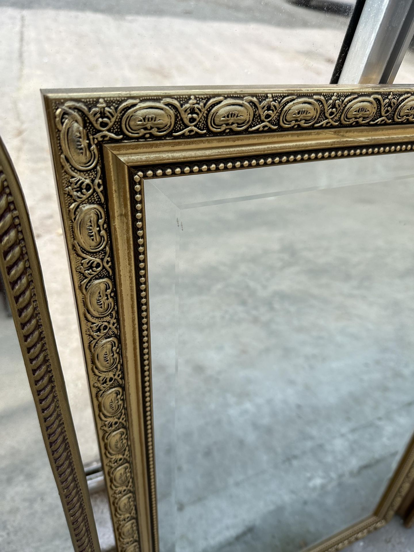 TWO GILT FRAMED MIRRORS - ONE RECTANGULAR, ONE WITH DECORATIVE ARCHED TOP - Image 3 of 3