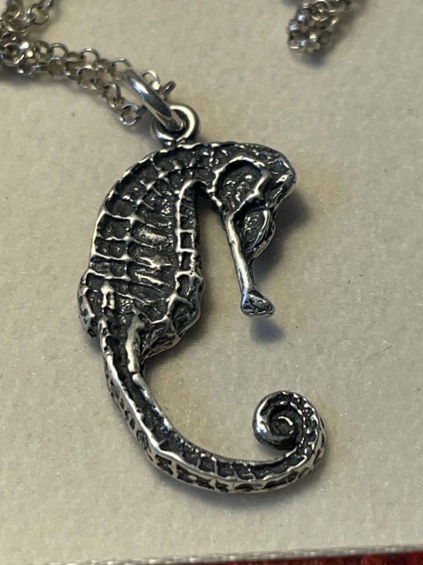 A MARKED 925 SILVER SEAHORSE PENDANT ON A NECKLACE IN A PRESENTATION BOX - Image 2 of 3
