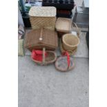 AN ASSORTMENT OF VARIOUS WICKER BASKETS