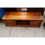 A MODERN HARDWOOD ENTERTAINMENT UNIT, 58" WIDE