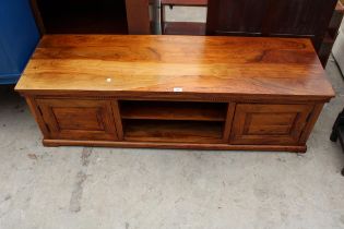 A MODERN HARDWOOD ENTERTAINMENT UNIT, 58" WIDE