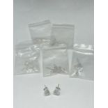 SIX PAIRS OF MARKED 925 EARRINGS WITH LARGE SOLITAIRE STONES