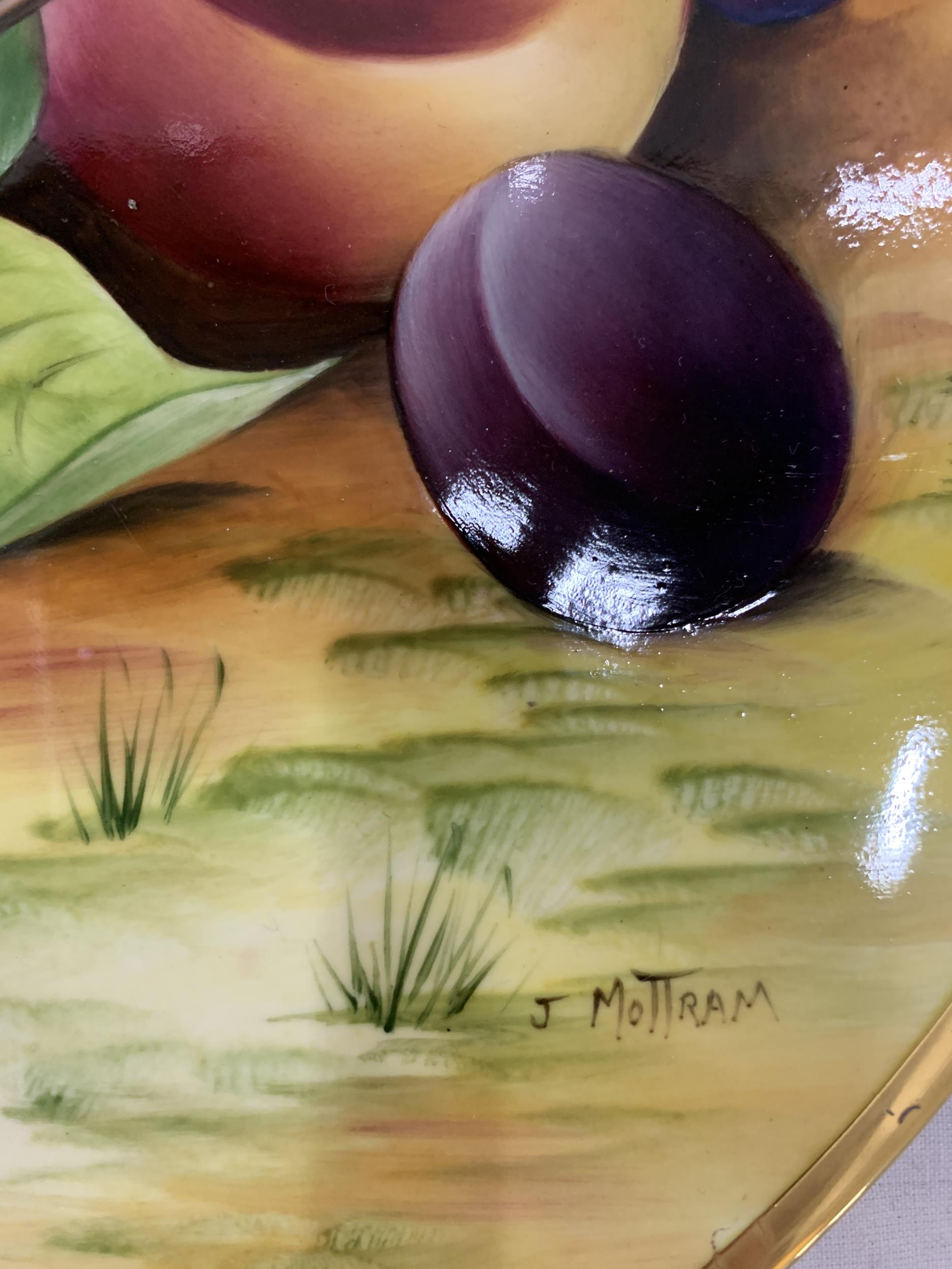 THREE SIGNED, J MOTTRAM, HANDPAINTED, FRUIT, CABINET PLATES - Image 3 of 6