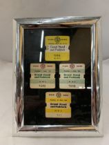 A COLLECTION OF FRAMED EPSOM RACING PASSES, 1958-1966