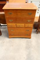 AN OAK STAG CHEST OF THREE SHORT AND FOUR LONG DRAWERS, 32" WIDE