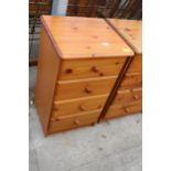 A MODERN PINE CHEST OF FOUR DRAWERS, 17" WIDE