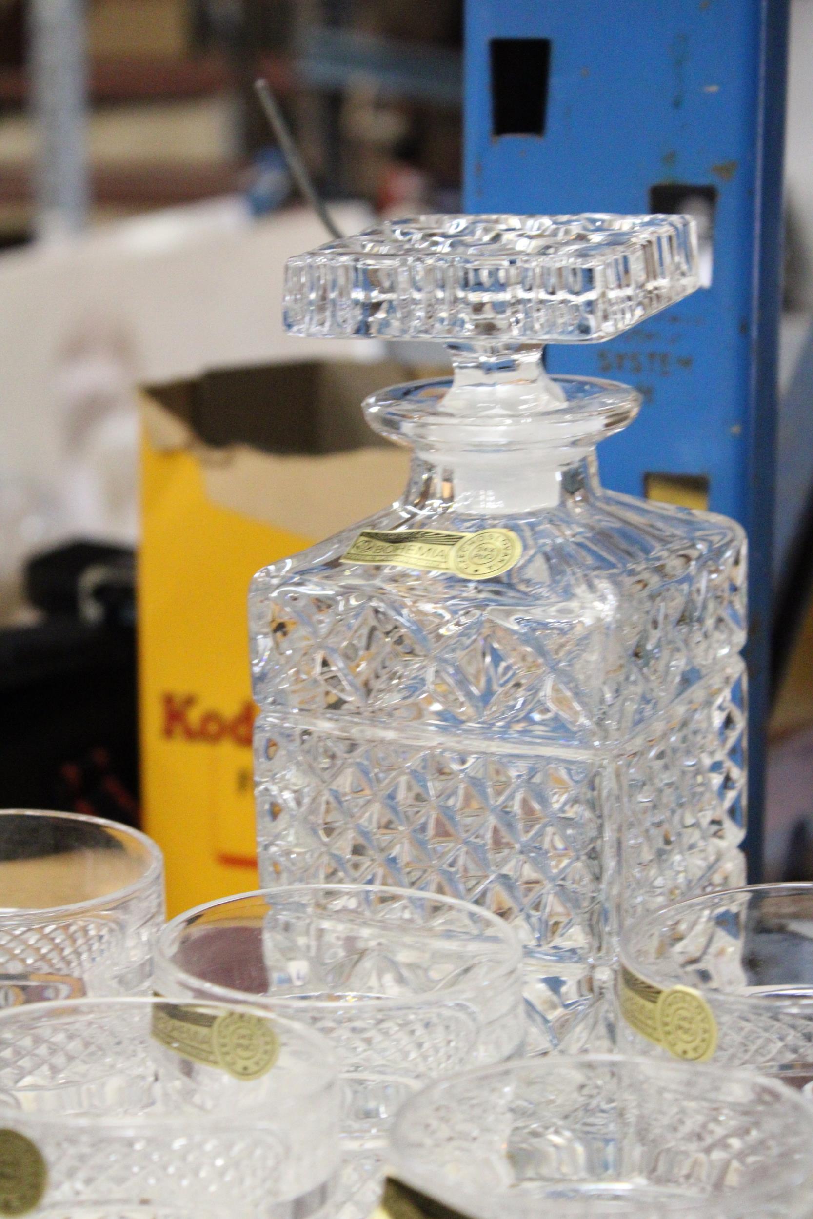 A BOHEMIAN CRYSTAL DECANTER AND TUMBLERS SET, BOXED - Image 4 of 5