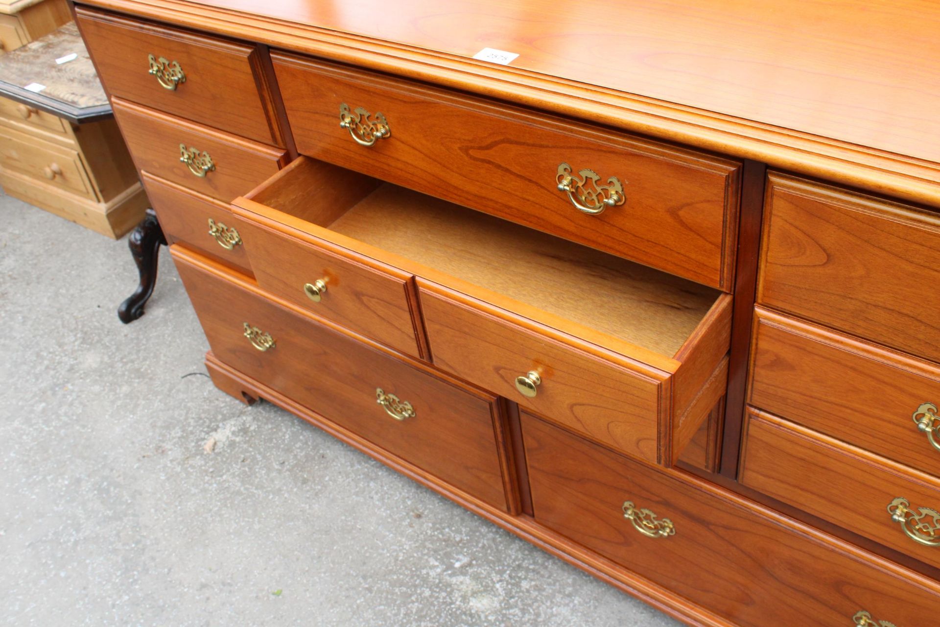 A YOUNGER CHEST ENCLOSING NINE VARIOUS SIZED DRAWERS, 57" WIDE - Image 4 of 5