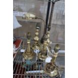 SIX VARIOUS VINTAGE BRASS TABLE LAMPS