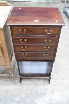 AN EDWARDIAN FOUR DRAWER MUSIC CHEST 19" WIDE