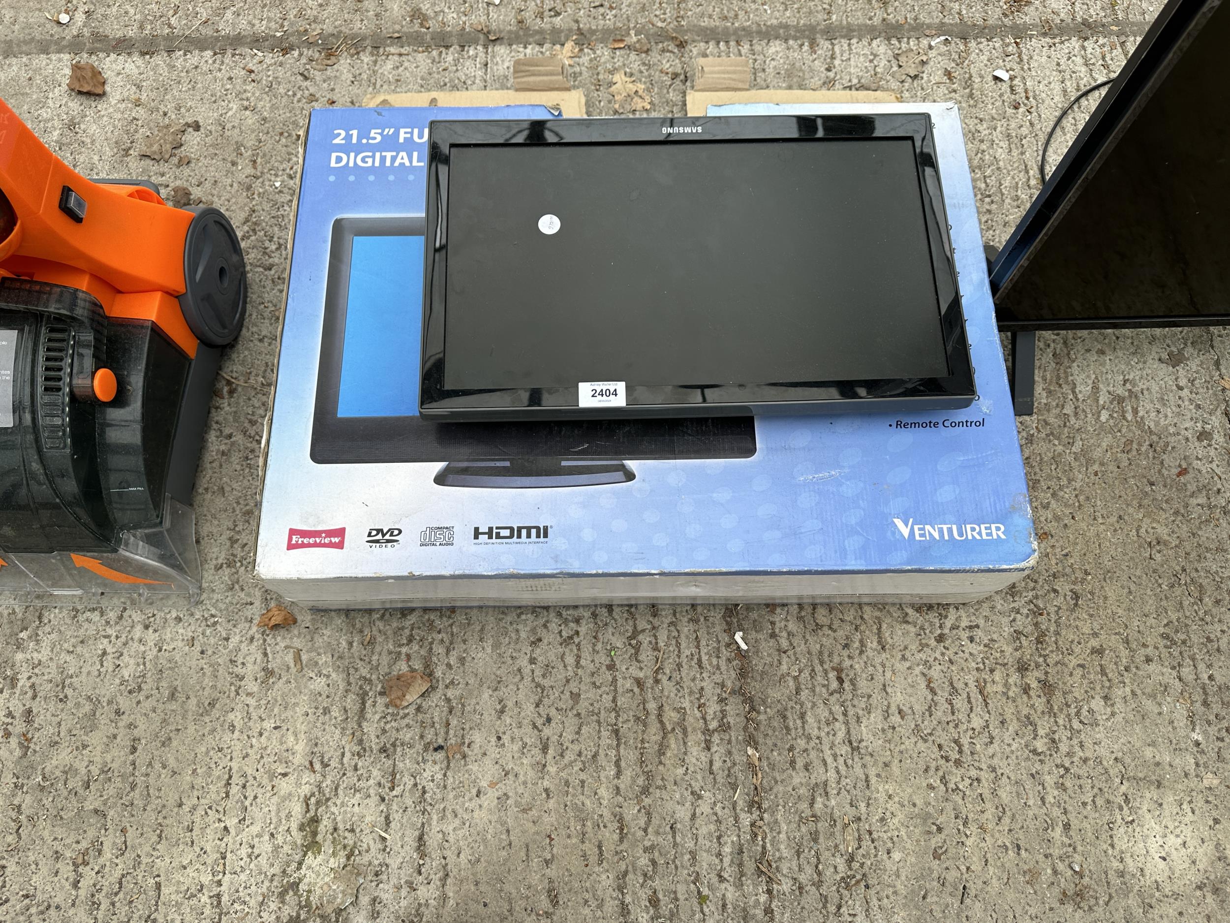 A SAMSUNG 19" TELEVISION AND A FURTHER VENTURER TELEVISION