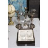 AN ASSORTMENT OF ITEMS TO INCLUDE A PAIR OF ROYAL LIMITED CZECH REPUBLIC CRYSTAL CANDLE STICKS,