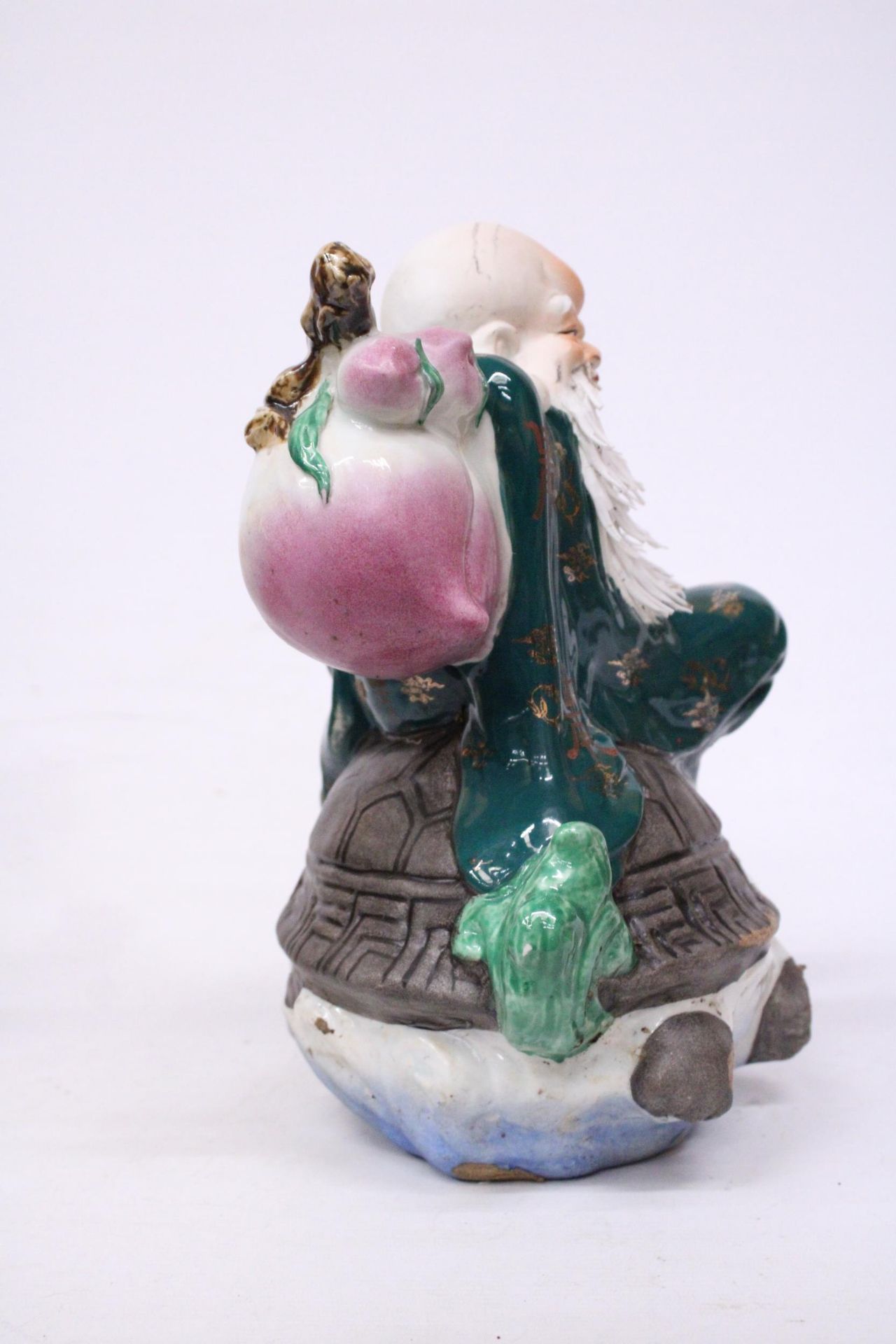 A CHINESE PORCELAIN WISE MAN RIDING A DRAGON TURTLE - Image 5 of 7