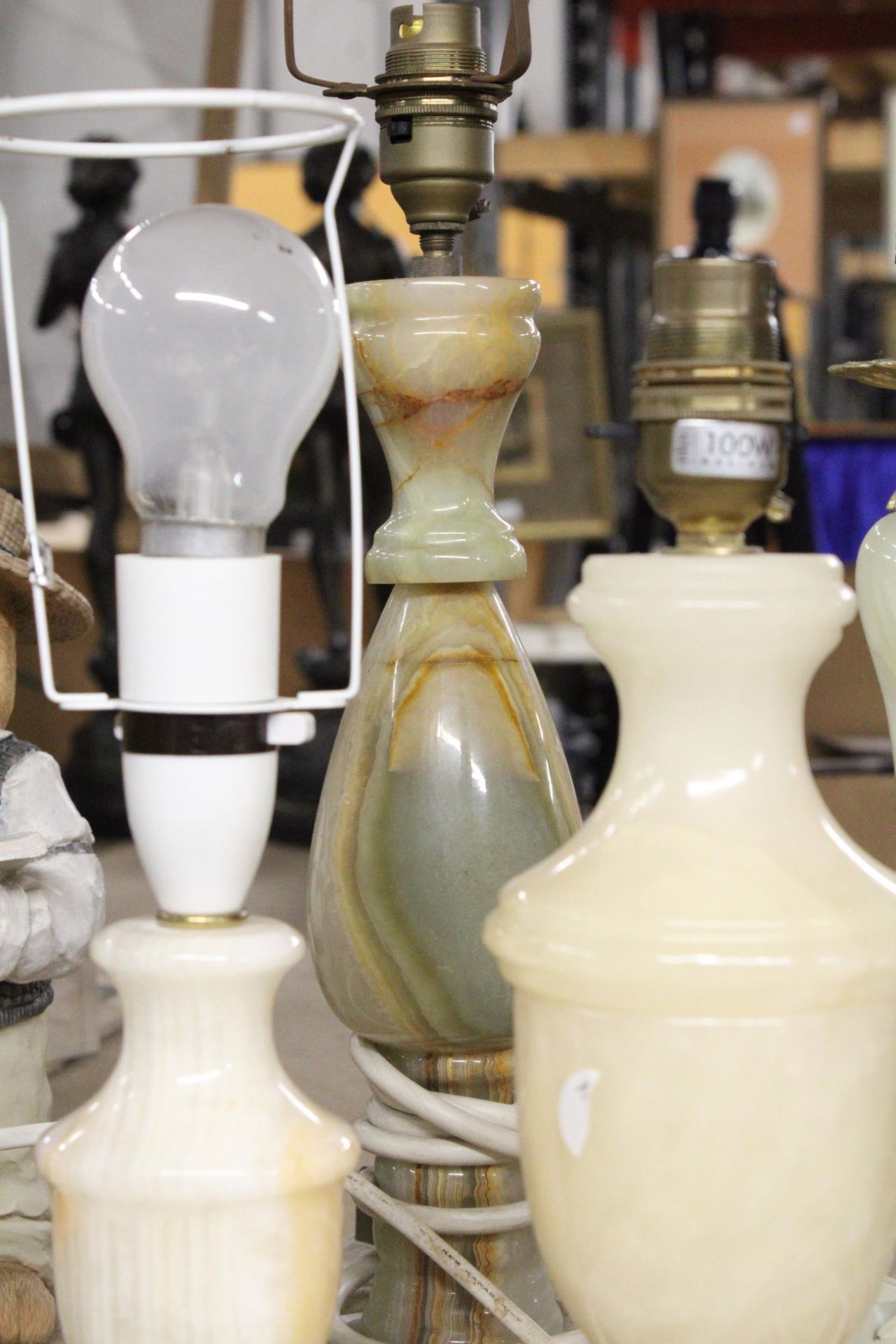 FOUR ALABASTER/ONYX TABLE LAMPS - Image 3 of 5