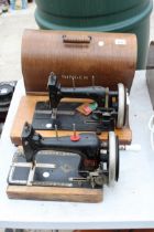TWO VINTAGE SEWING MACHINES TO INCLUDE A SINGER AND A VESTA ETC