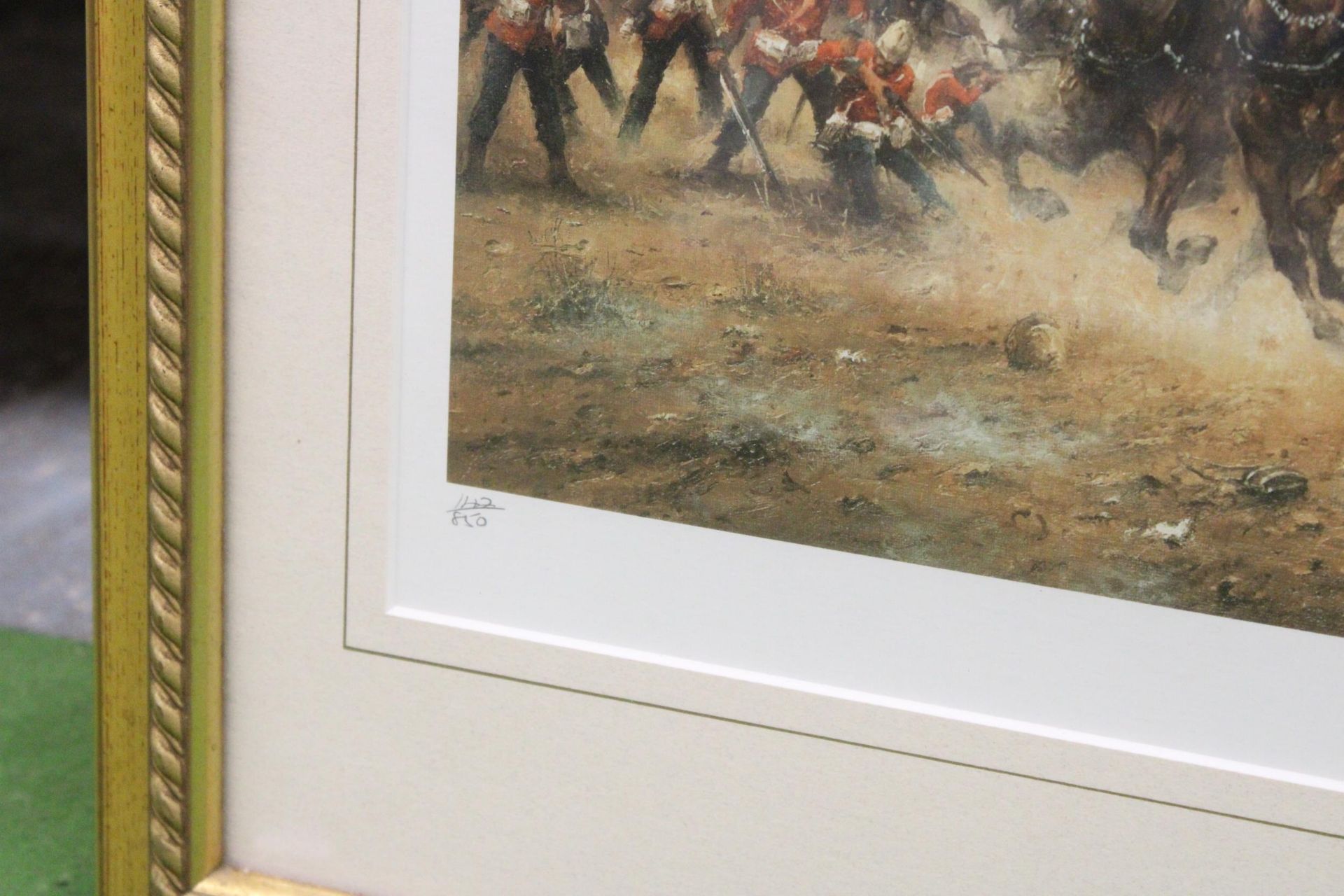 A FRAMED PRINT TITLED, 'INCIDENT A ISANDLWANA', SIGNED - Image 4 of 5