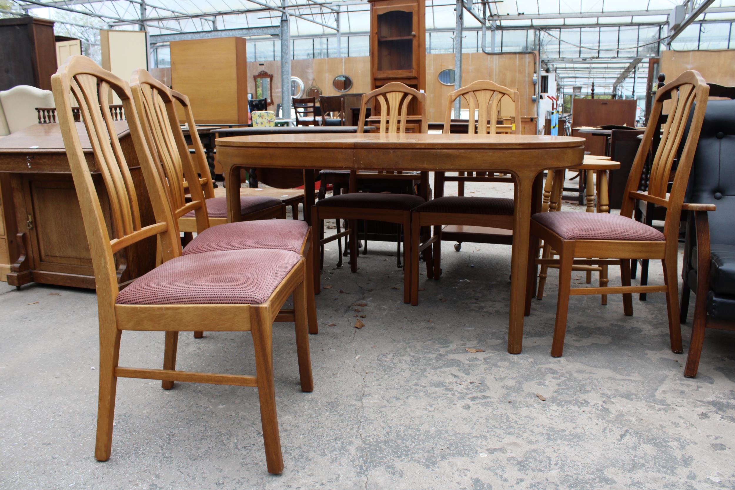 A RETRO TEAK EXTENDING DINING TABLE, 60" X 39" (LEAF 21") AND SIX DINING CHAIRS - Image 6 of 6