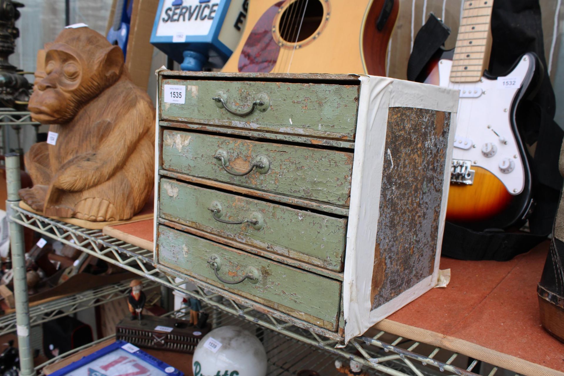 A FOUR DRAWER MINIATURE ENGINEERS CHEST