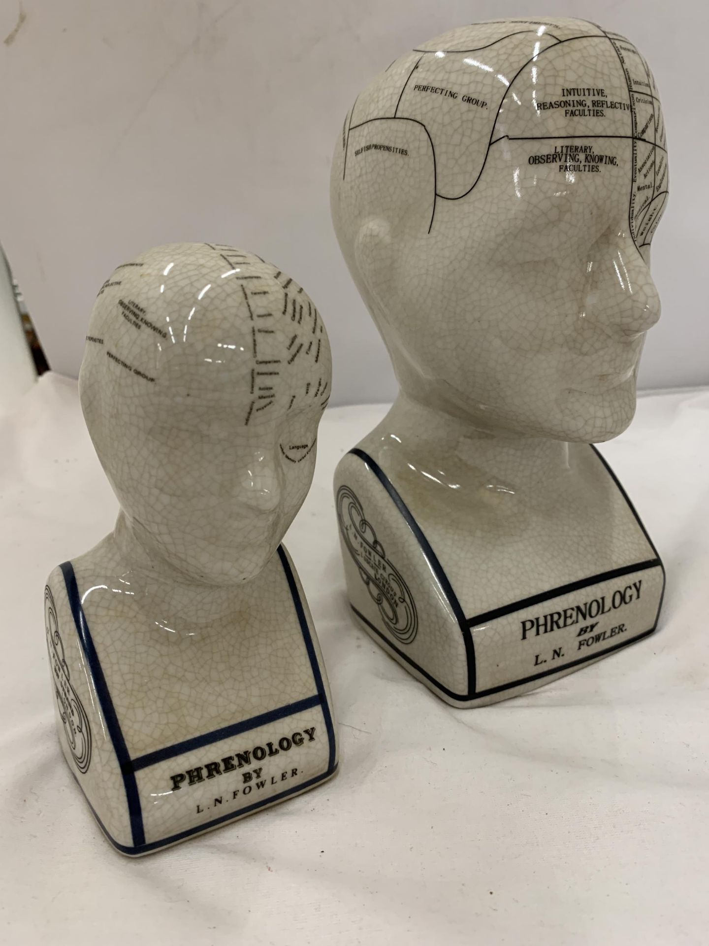 TWO CERAMIC PHRENOLOGY HEADS, HEIGHTS, 23CM AND 16CM - Image 4 of 5