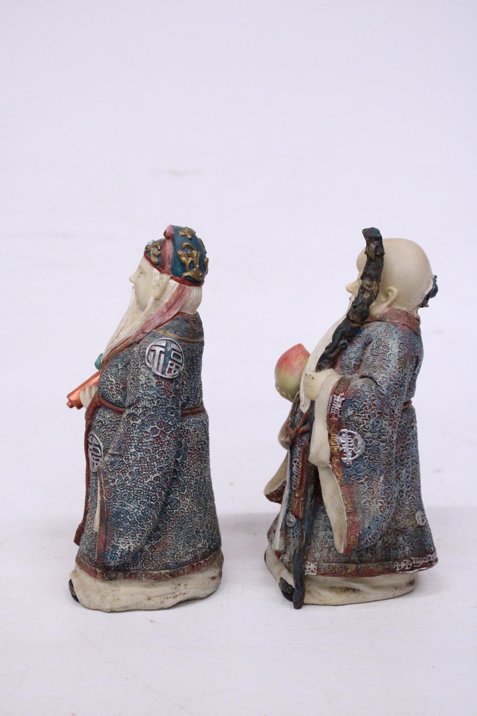 TWO HEAVY STONE MANDARIN FIGURES - 7 INCH (H) - Image 2 of 6