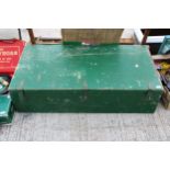 A LARGE VINTAGE WOODEN STORAGE BOX