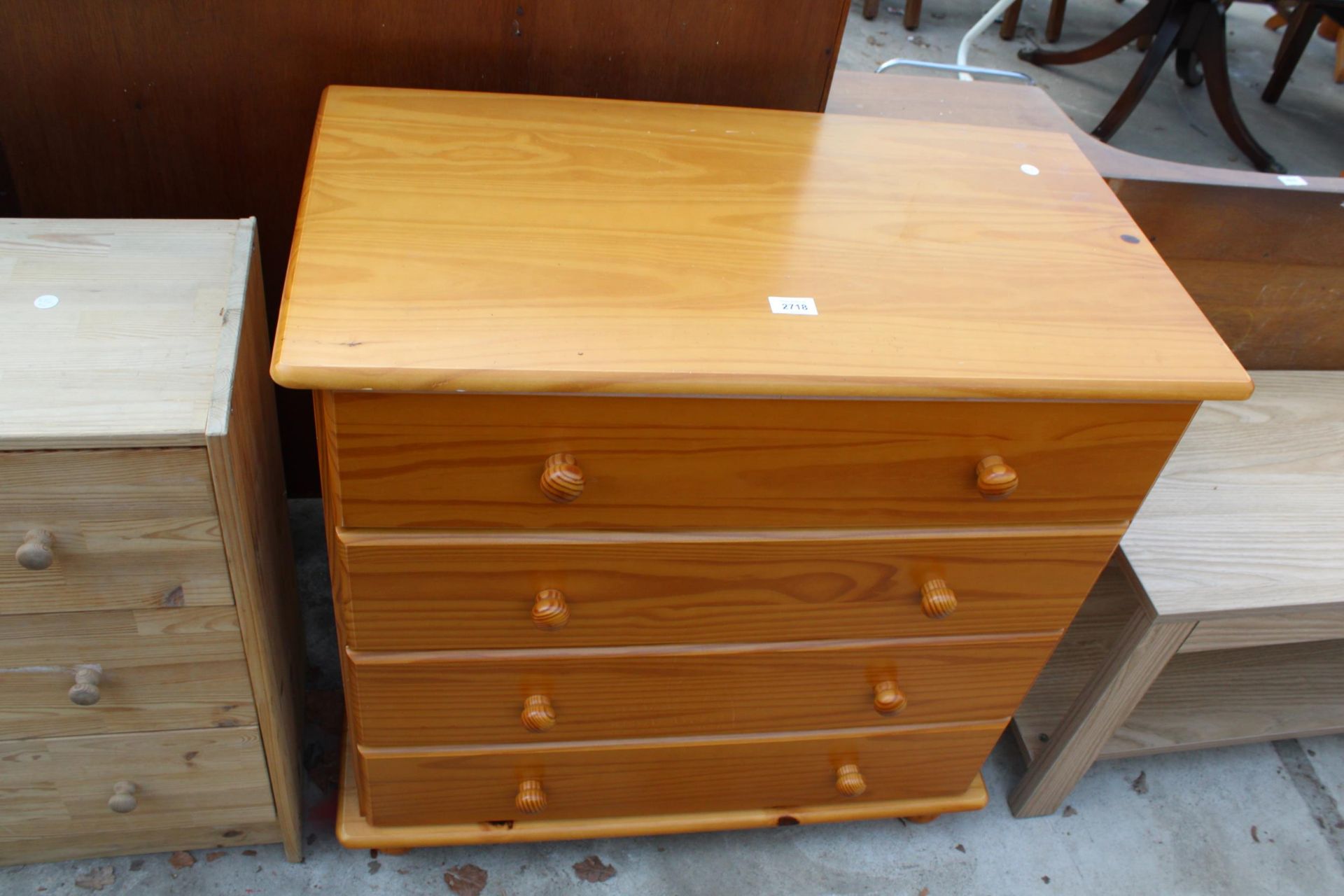A MODERN PINE CHEST OF FOUR DRAWERS, 32" WIDE