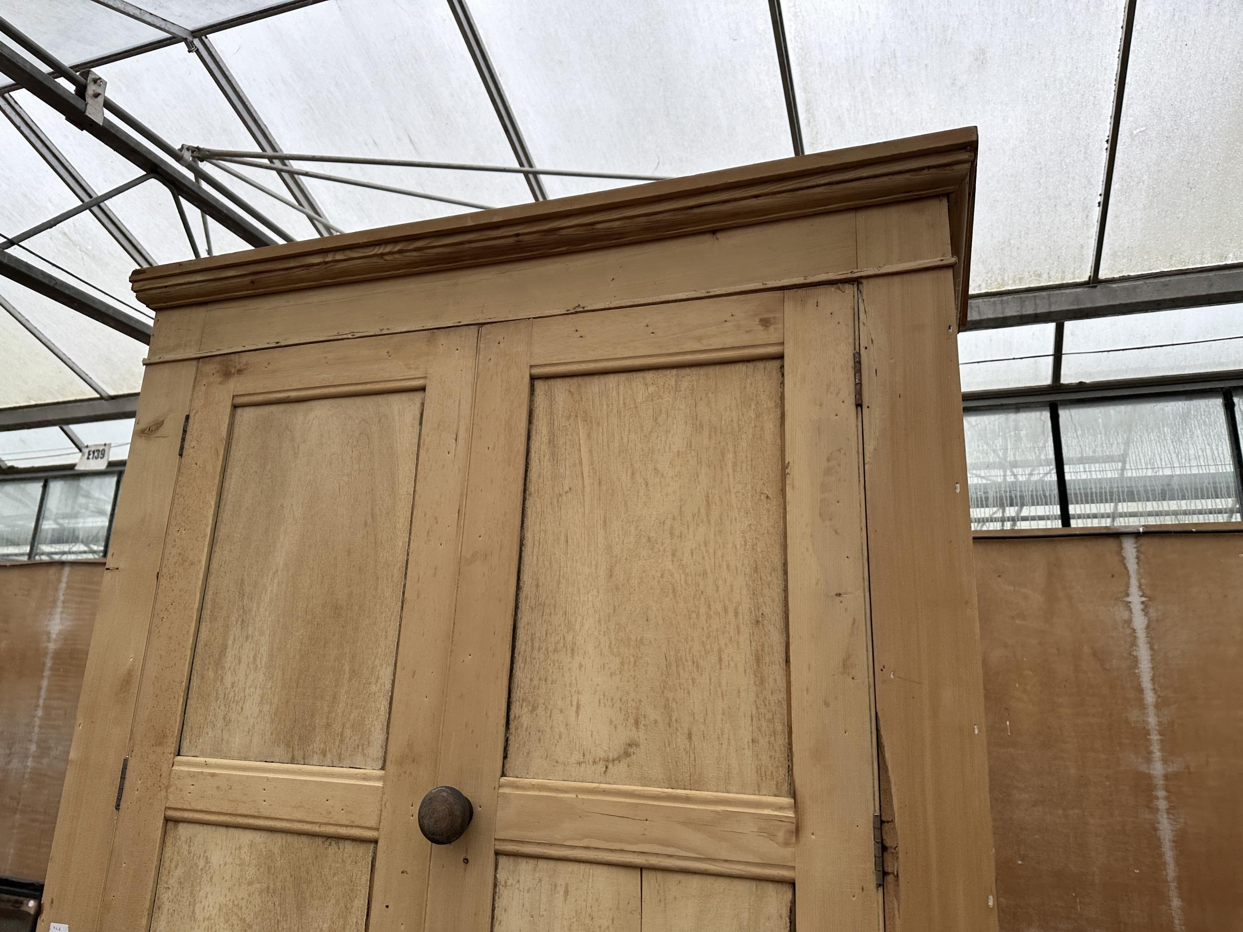 A VICTORIAN PINE TWO DOOR HOUSEKEEPERS CUPBOARD WITH TWO SHORT AND TWO LONG DRAWERS TO BASE, 48" - Image 2 of 6