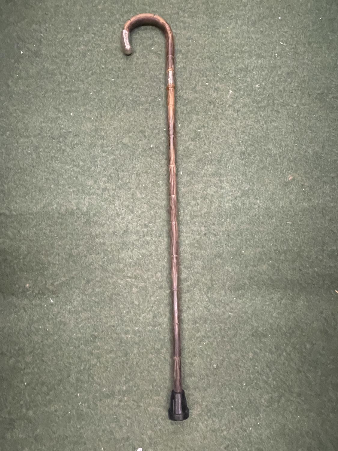 A WALKING CANE WITH A HALLMARKED SILVER FERRULE AND HANDLE TIP - Image 2 of 10