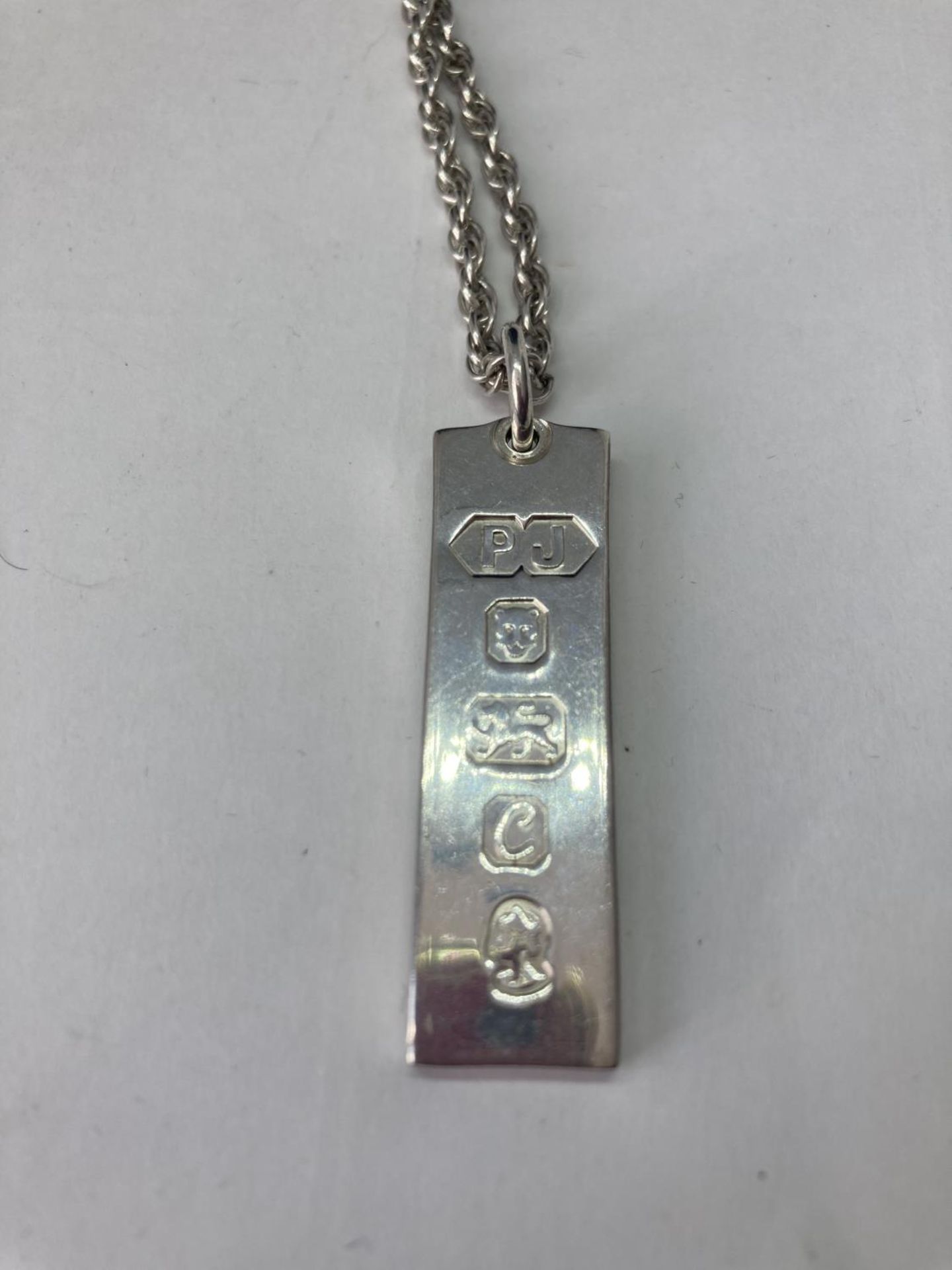 TWO SILVER NECKLACES WITH SILVER INGOT PENDANTS - Image 7 of 8