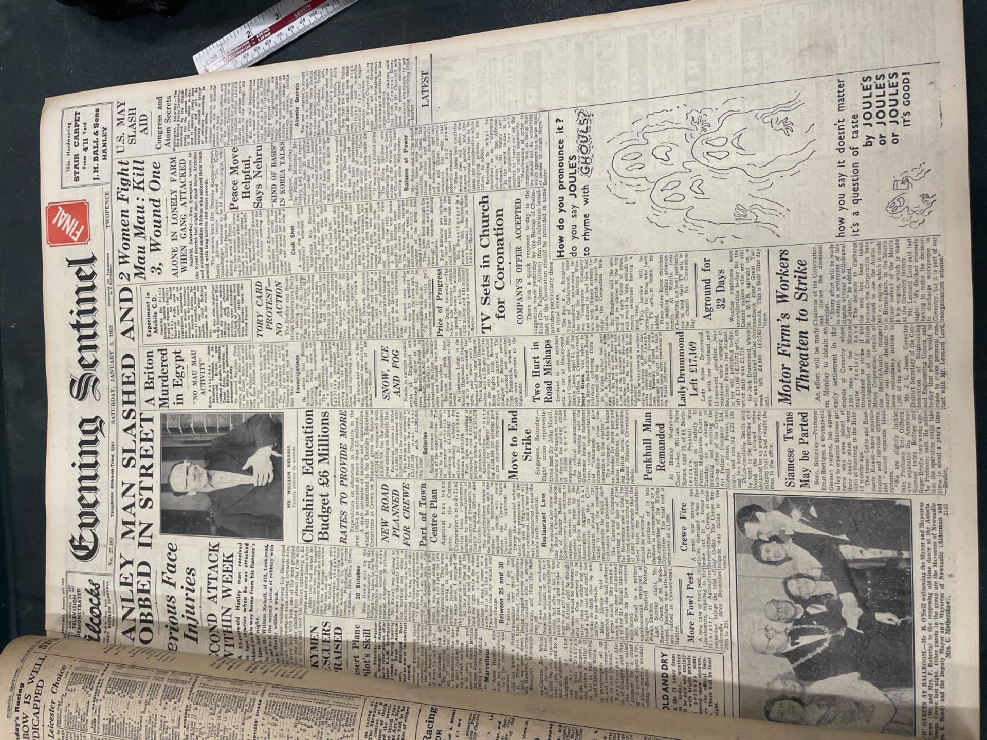 A LARGE BOOK CONTAINING ALL EDITIONS OF THE EVENING SENTINEL JAN 1 - 31 1953 - Image 5 of 8