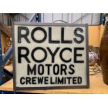 A ROLLS ROYCE LIMITED CREWE-MOTORS ILLUMINATED LIGHT BOX SIGN
