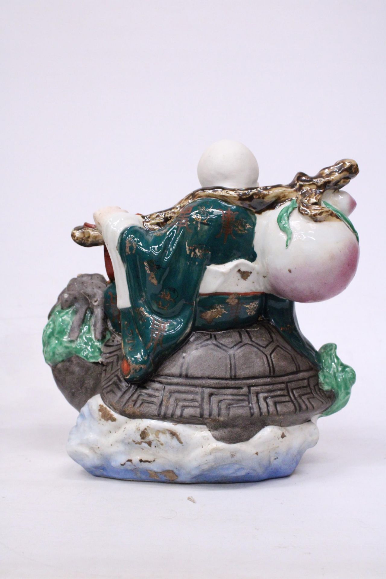 A CHINESE PORCELAIN WISE MAN RIDING A DRAGON TURTLE - Image 4 of 7