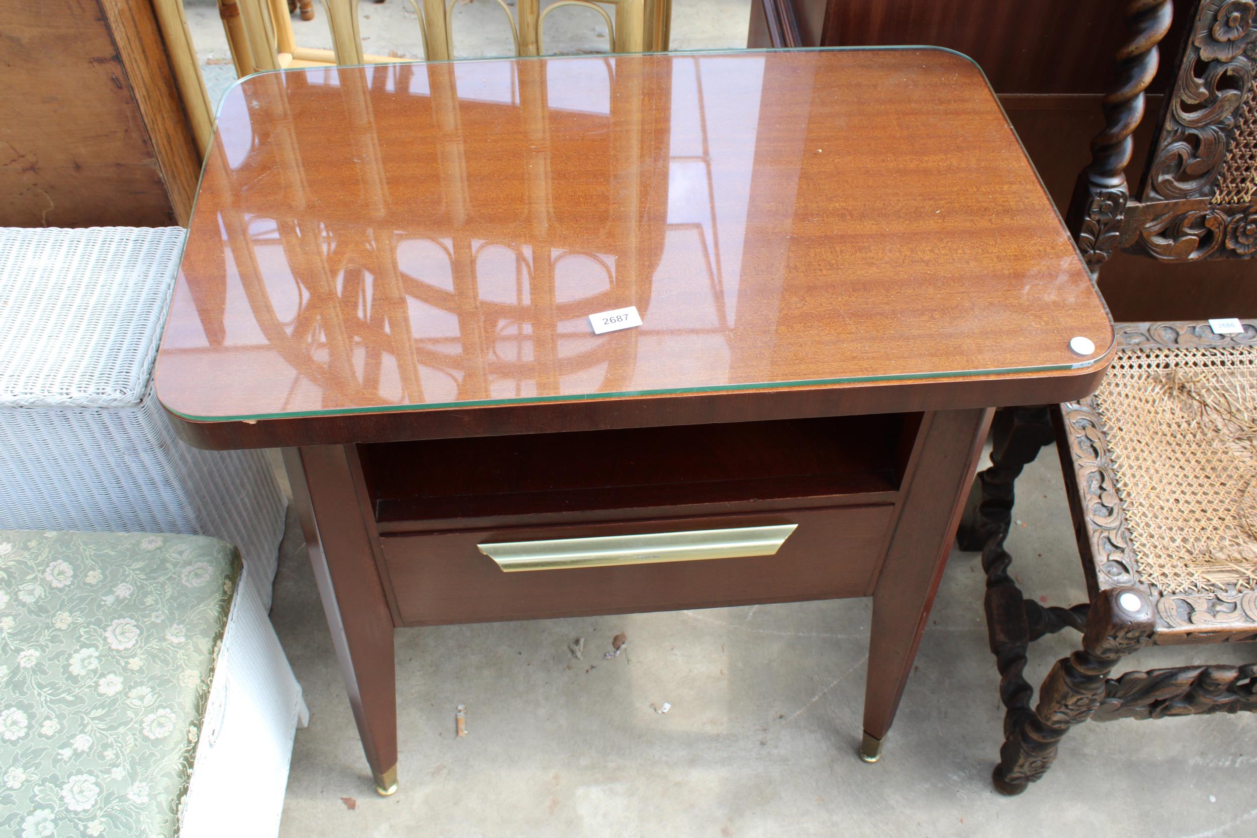 A MID 20TH CENTURY ARCLIGHT SIDE-TABLE WITH SINGLE DRAWER, 30" WIDE