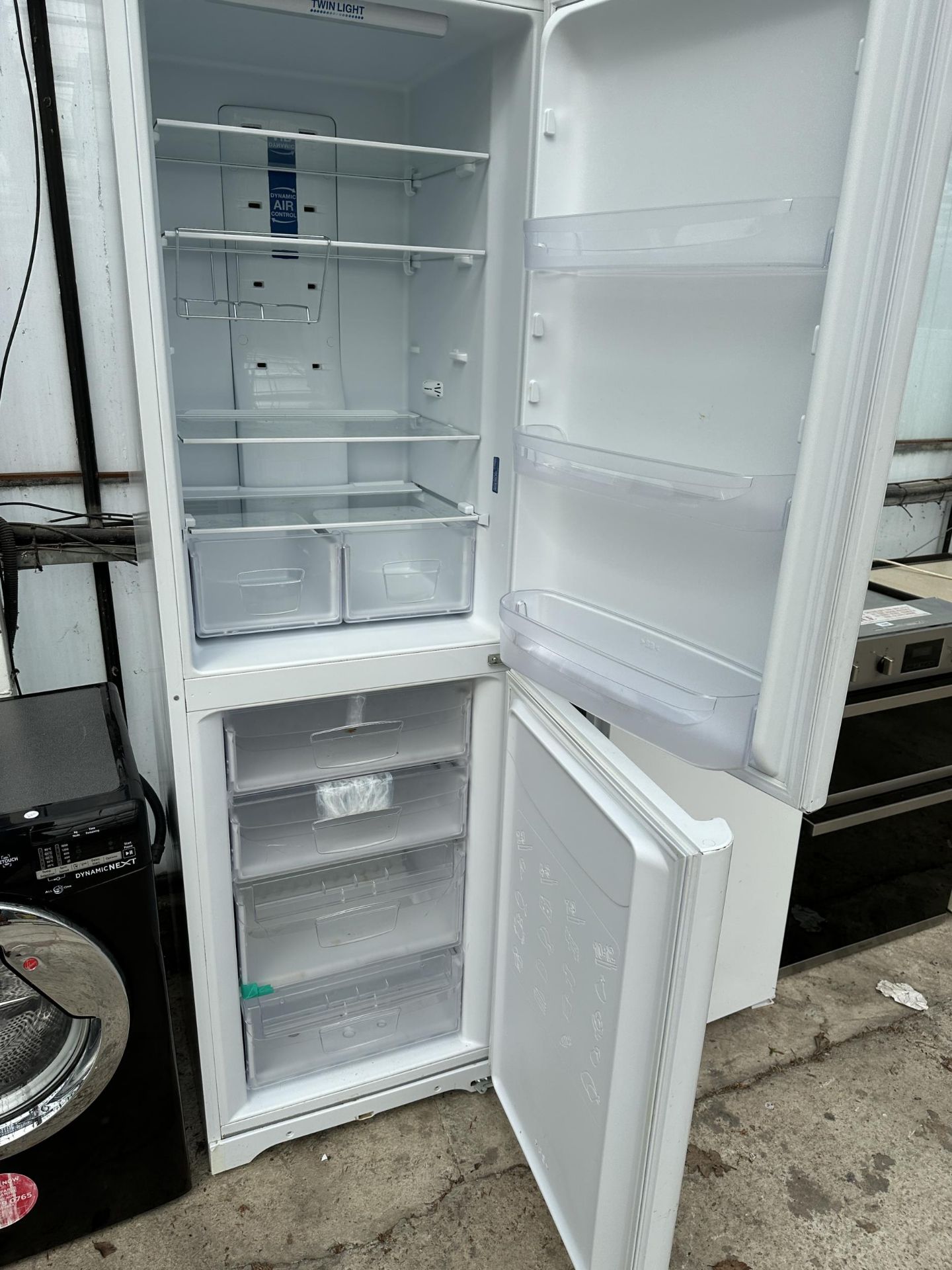 A TALL WHITE INDESIT UPRIGHT FRIDGE FREEZER - Image 2 of 2