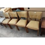 FOUR MID 20TH CENTURY G-PLAN E.GOMME OAK UPHOLSTERED DINING CHAIRS