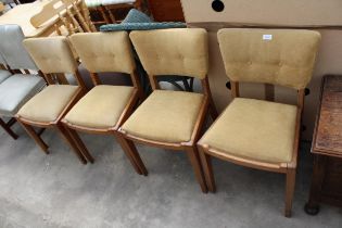 FOUR MID 20TH CENTURY G-PLAN E.GOMME OAK UPHOLSTERED DINING CHAIRS