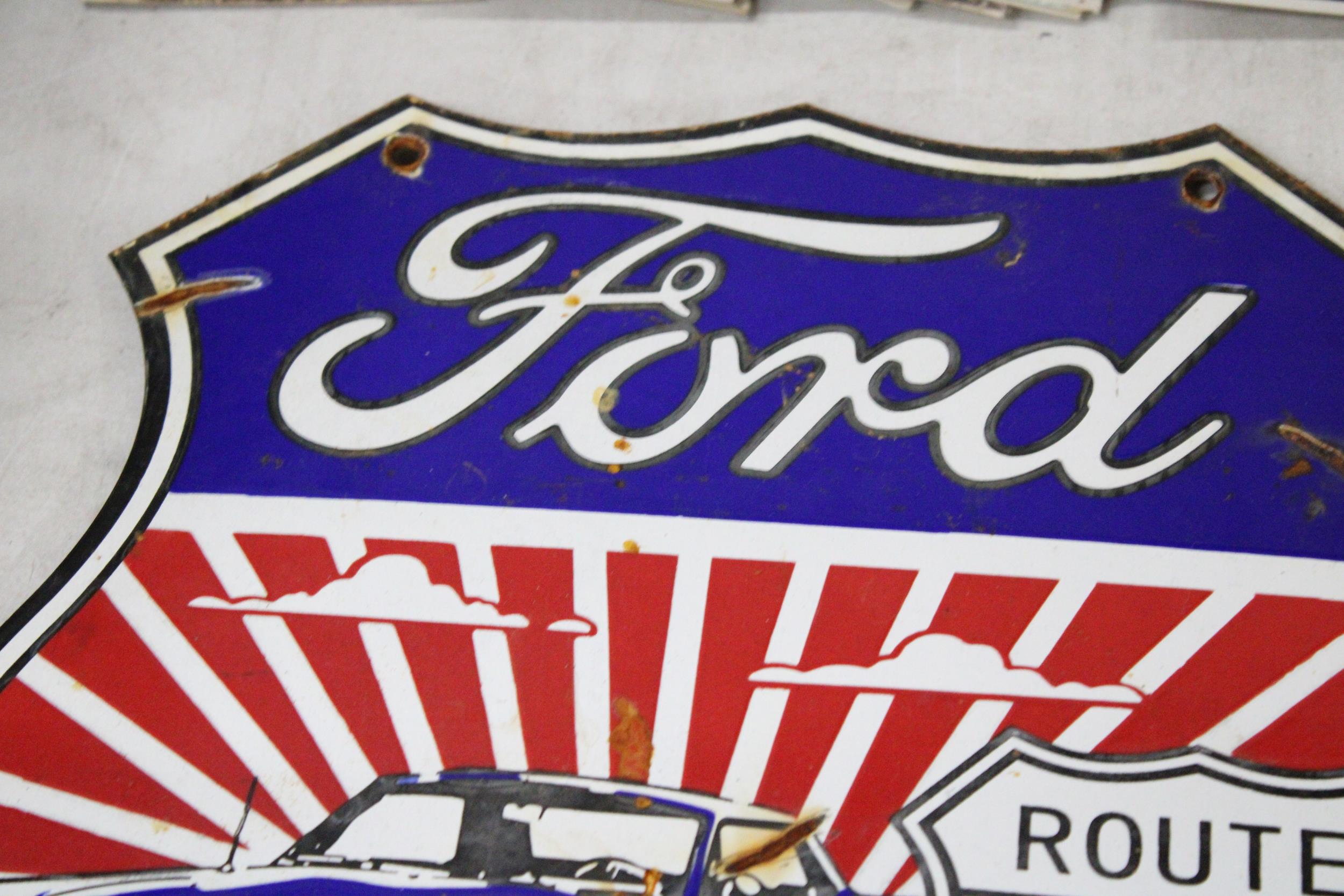 A FORD, ENAMEL, ROUTE 66 SIGN, 30CM X 30CM - Image 2 of 3