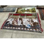 TWO PATTERNED RUGS TO INCLUDE ONE DEPICTING CATS ETC