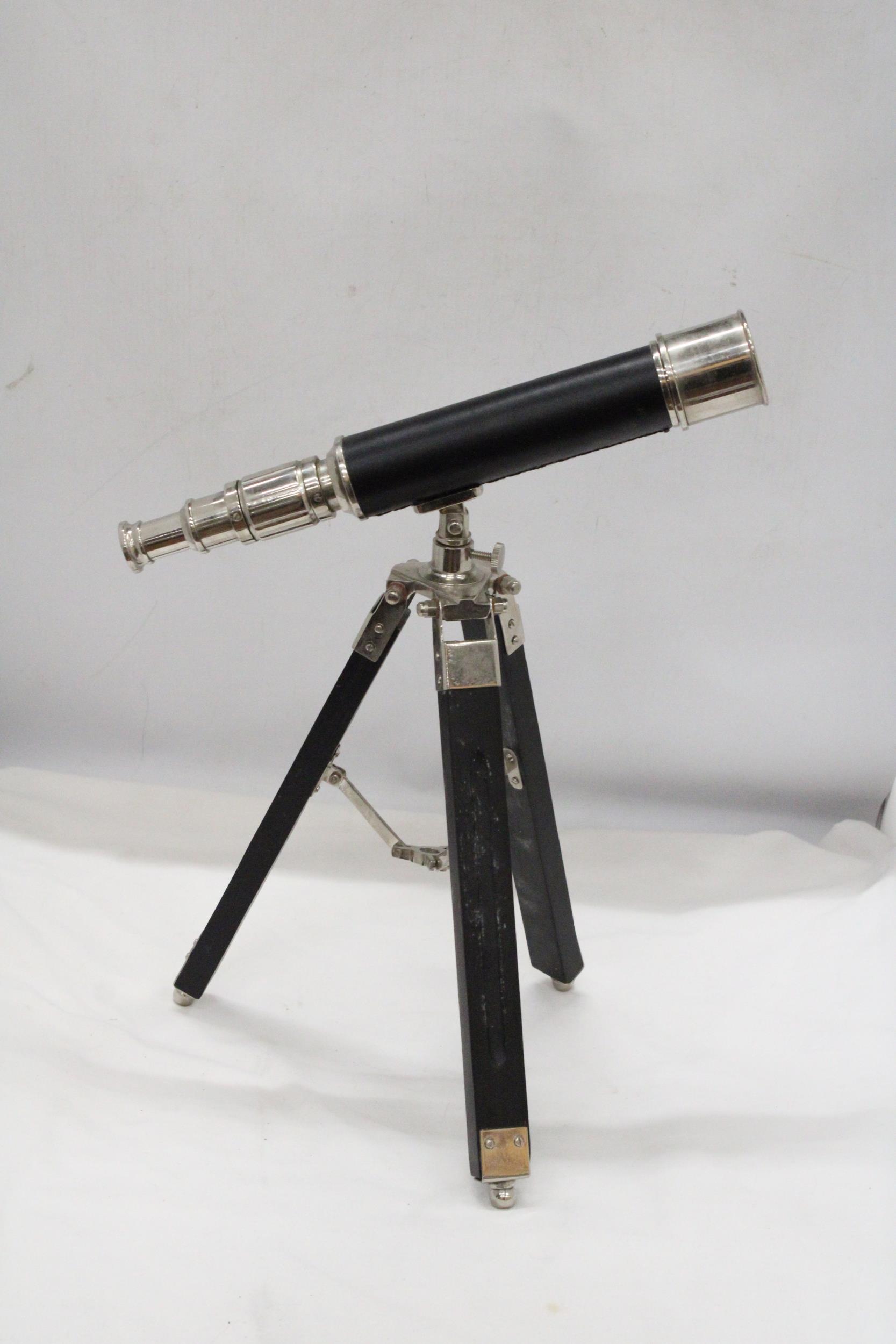 A CHROME TELESCOPE WITH TRIPOD STAND - Image 3 of 4