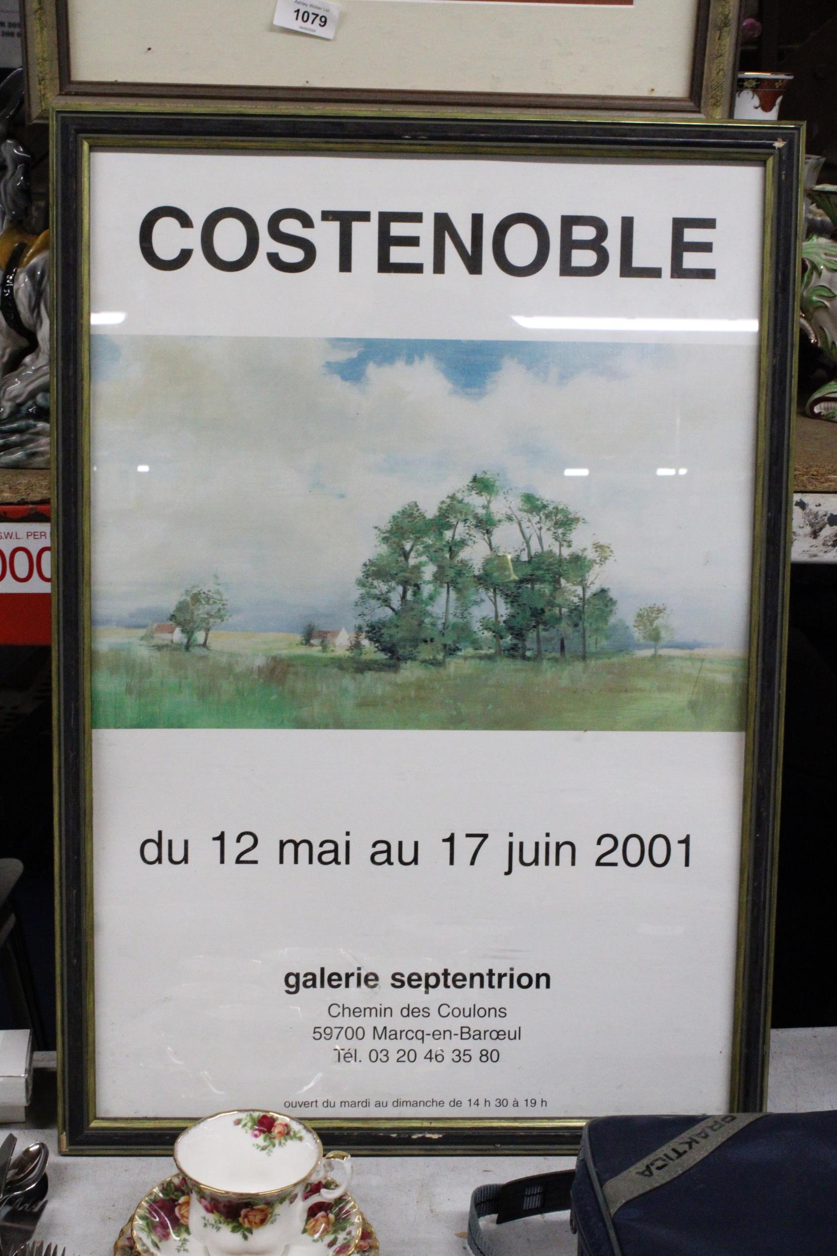 A FRAMED AND GLAZED FRENCH PROVISIONAL ART GALLERY POSTER, FEATURING THE WORK OF ANNA COSTENOBLE,