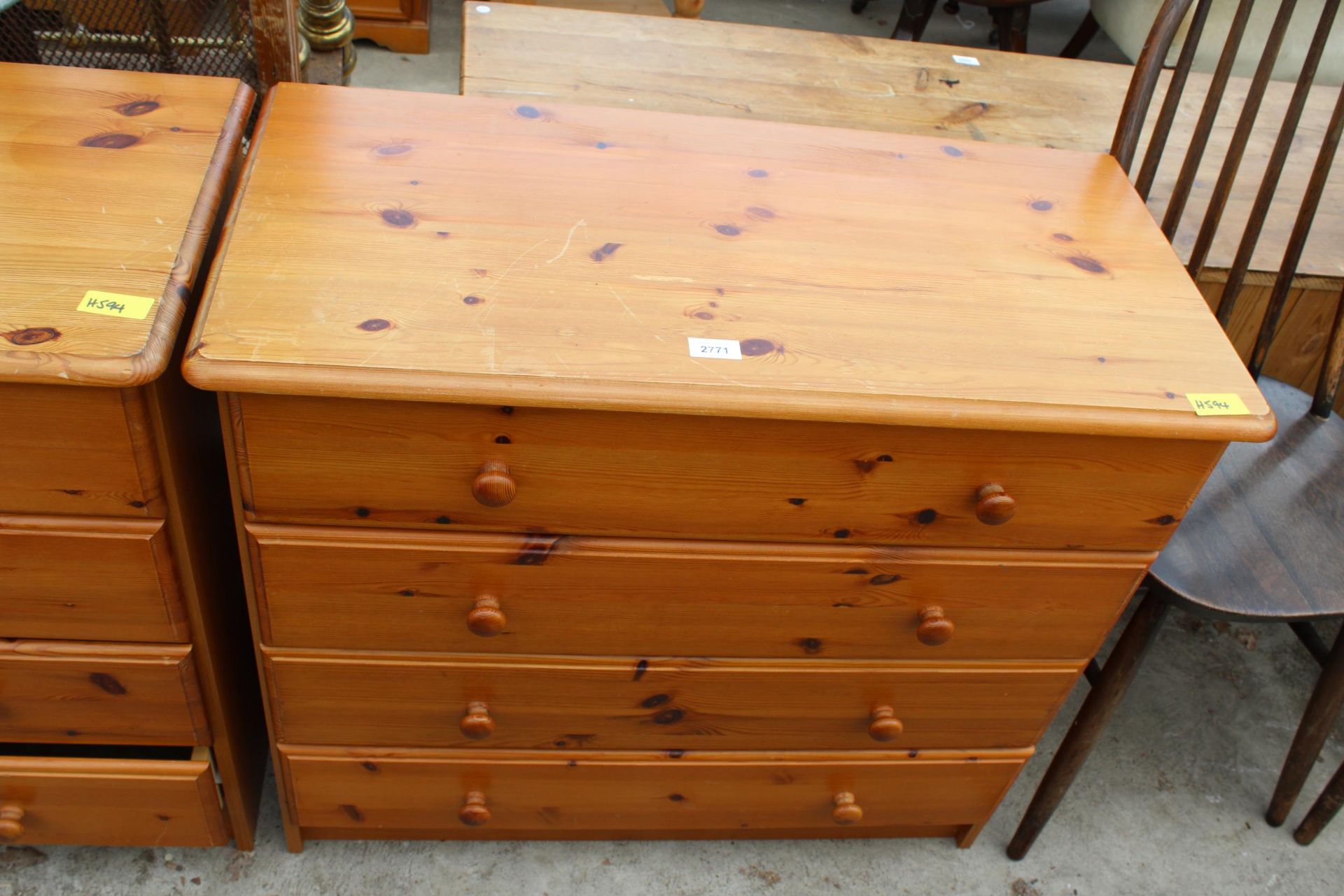 A MODERN PINE CHEST OF FOUR DRAWERS, 33" WIDE