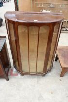 A MID 20TH CENTURY BOW FRONTED CHINA CABINET 35" WIDE