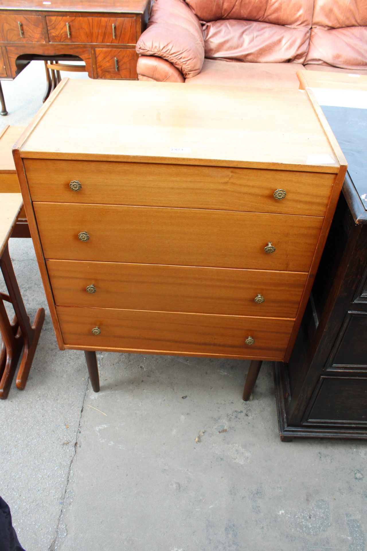 A RETRO TEAK CHEST OF FOUR DRAWERS, 25" WIDE