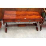 A REPRODUCTION WADE (NO. 16) MAHOGANY AND CROSS BANDED DROP-LEAF COFFEE TABLE WITH ORIGINAL £870
