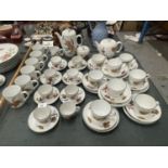 A LARGE COLLECTION OF ROYAL WORCESTER EVESHAM TEA AND COFFEE WARE TO INCLUDE TEAPOT, COFFEE POT,